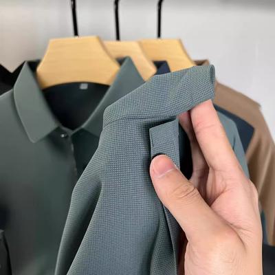 Long-Sleeved T-shirt Men's Shirt Collar Business Polo Shirt Spring and Autumn Middle-Aged Undershirt Men's Top