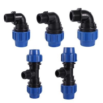PE-Rohr Schnellverbinder 20/25/32mm auf 1/2" 3/4" 1" Außengewinde Winkel T-Stück Wasserverteiler Kunststoffkupplung Bewässerung Wasserrohrfittings