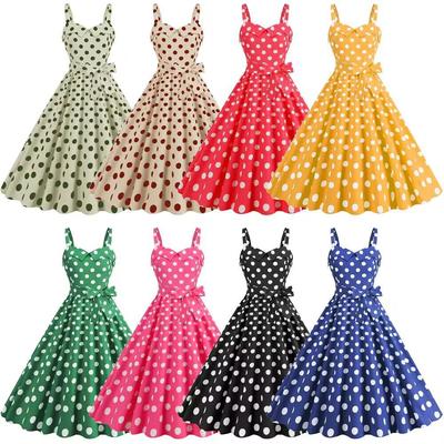 Cross-Border Barbie Retro Polka Dot Swing Dress with Sexy Suspender Style and Wrapped Chest