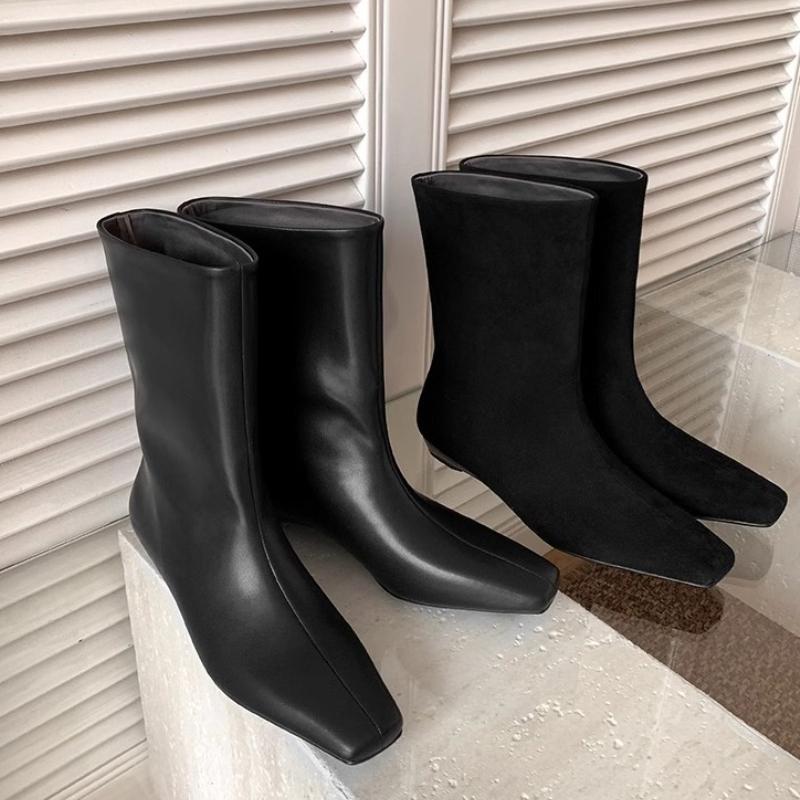 Designer Slip On Women Knight Boots Fashion Wedges Low Heel Dancing Dress Shoes Street Style Banquet Party Short Botas Mujer