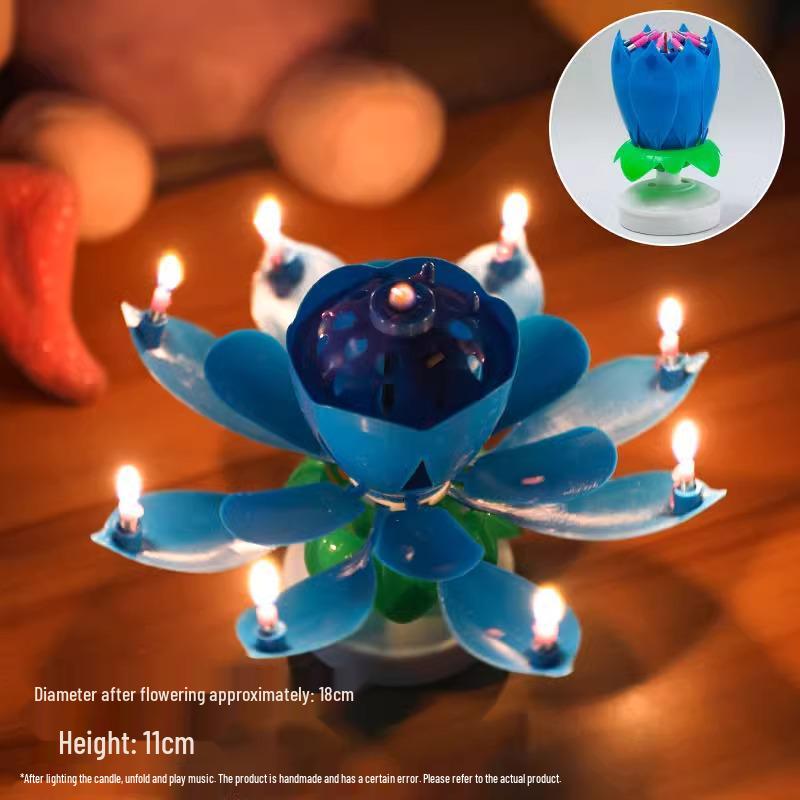 Lotus Rotating Music Birthday Candle for Cake - Advanced Design for Girls