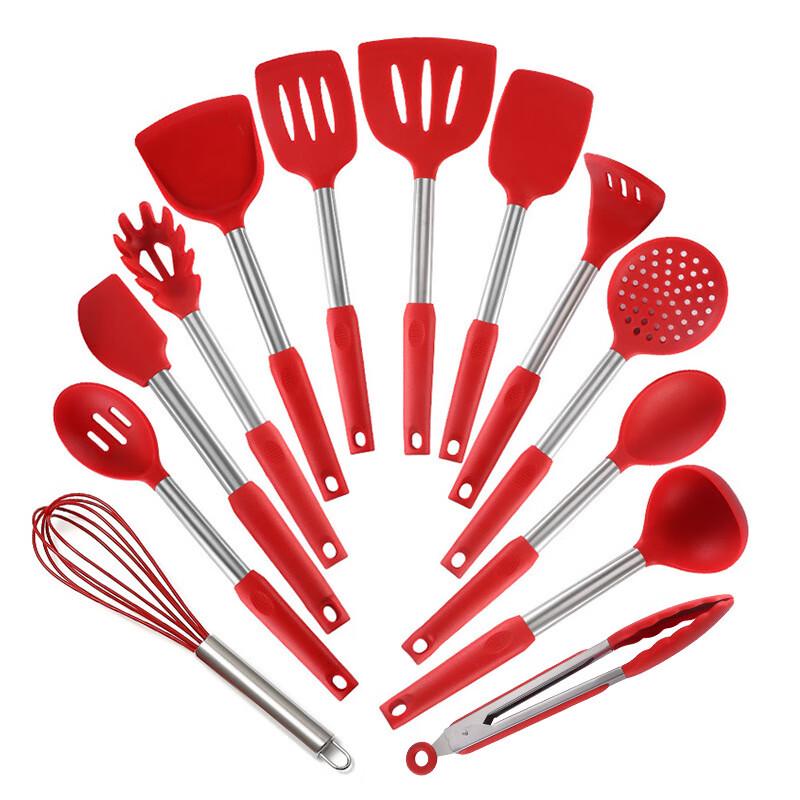 Yoshida Takumi 13-Piece Heat-Resistant Red Silicone Kitchen Utensil Set