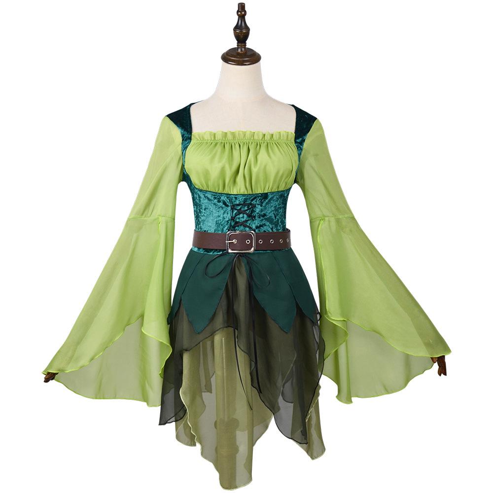 Figurine Anime Miccostumes Costum cosplay Elf Medieval Verde Rochie Elf Magică Halloween Petrecere Carnaval Rochie Adultă Pentru Femei