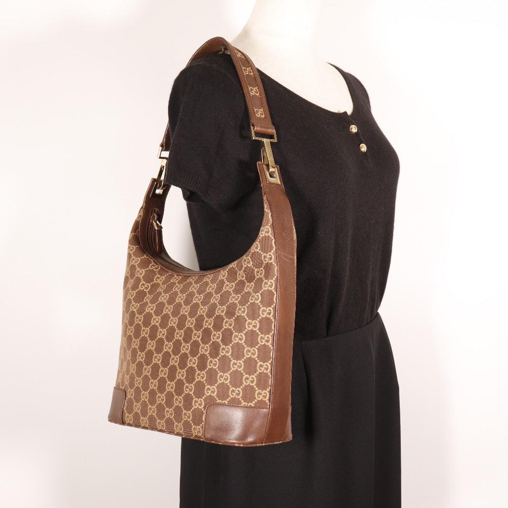 GUCCI One Belt Shoulder Bag 001.4204 Brown GG canvas Women Used