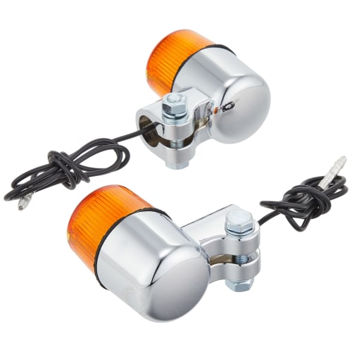 KITACO Round Mini Turn Signal Set for Single Ball, Universal Plated/Orange 800-5001606
