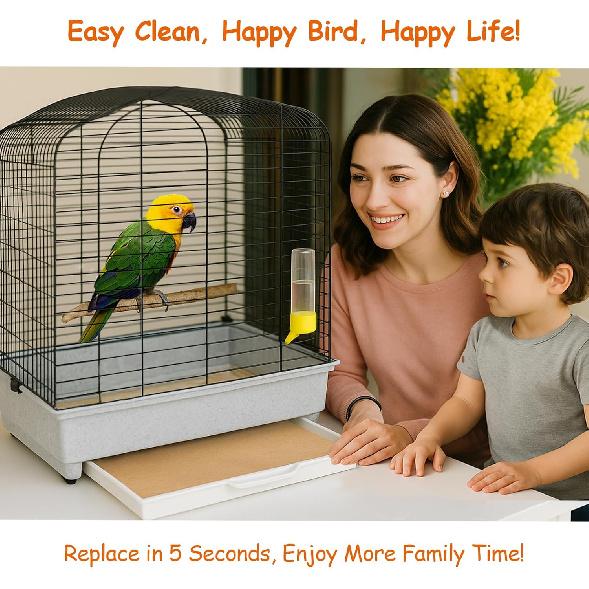 30-Pack Bird Cage Liners - 13.8x13.8 Inch Leak-Proof Disposable Tray Pads for Parrots, Parakeets, Cockatiels, Lovebirds | Easy-Clean Cage Bottom