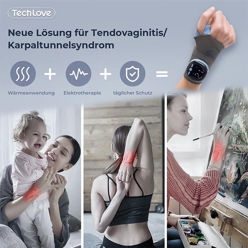 Electric Heating Wrist Massager EMS Wrist Guard Wrist Support Strap Hot Compress 3 Levels Vibration Massage Smart Wrist Massager with Digital Display