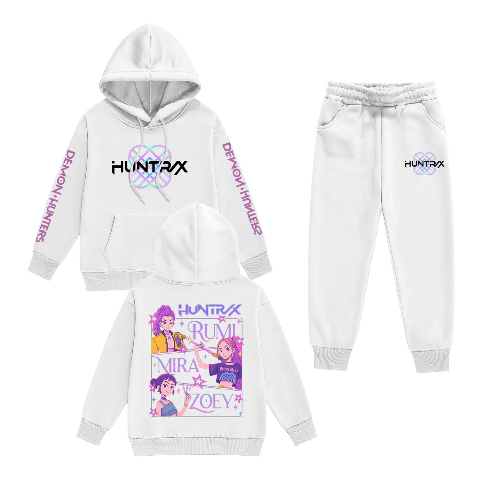 

Kids Long Sleeve Loose Pullover Letter Print Drawstring Hooded Sweatshirt Set 160 белый