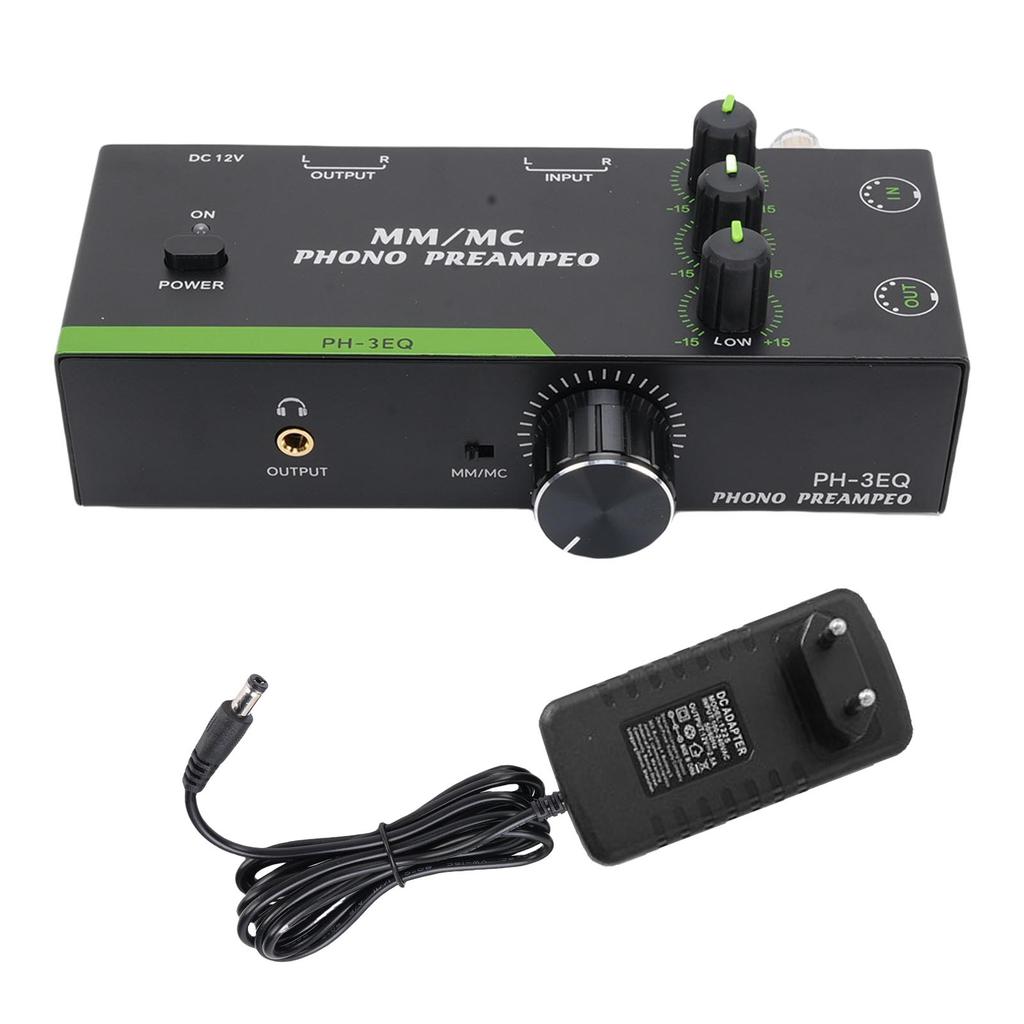 Phono Preamp 3 Band Adjustment Record Player Turntable Amplifier Support MM MC Cartridges XLR Input Output EU Plug 100