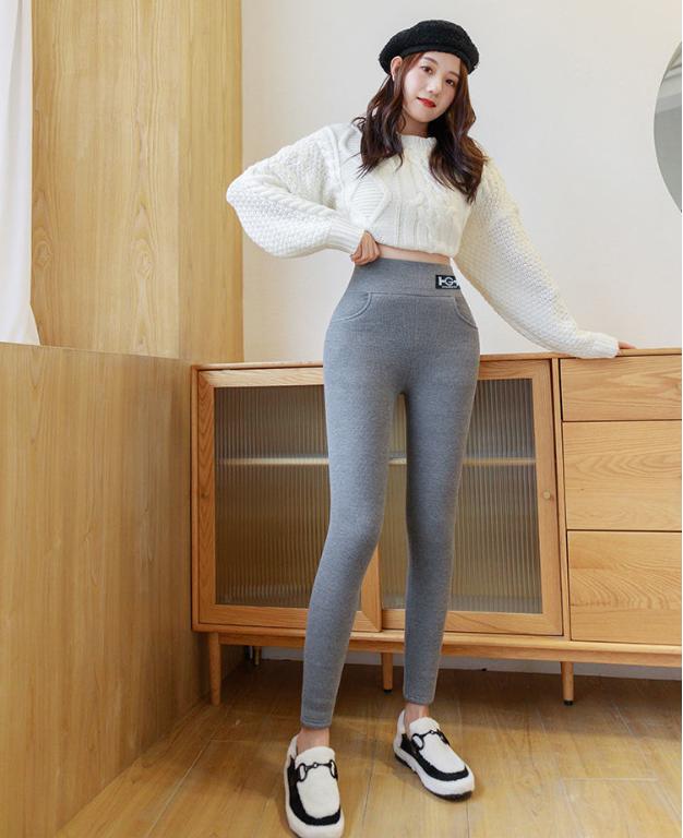 Winter With Added Fleece, Thickened Base, Warm Cotton Pants, Worn Outside, Leggings For Women