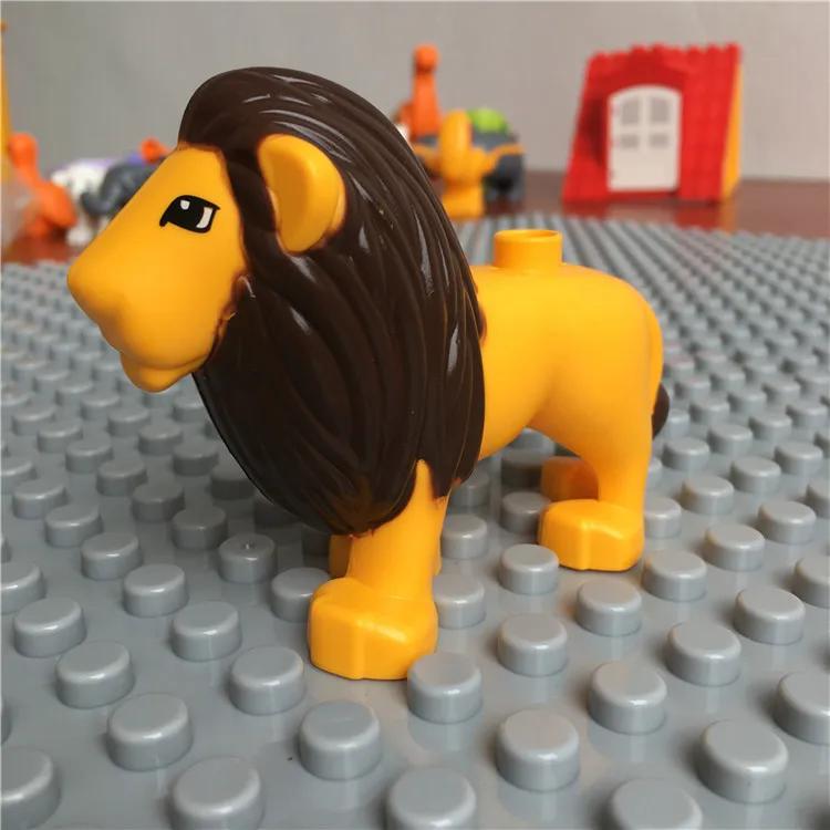 Large Building Block Set Zoo Animal Dinosaur Marine Creature Scale Modeling Horse Dog Cat Fish Compatible with Duplo Block Bricks