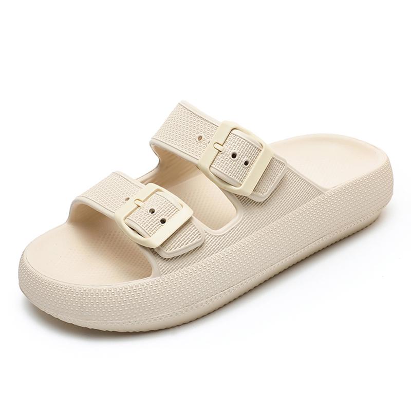 2024 Summer EVA Slippers Women Cloud Thick Platform Outdoor Soft Beach Sandals Women Slides Design Yellow Pink  Thickening