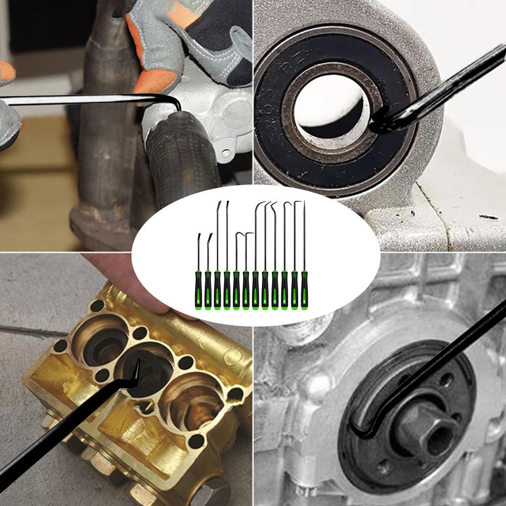 12 Pcs Precision Car Oil Seal Screwdriver Set O Gasket Puller Removal Tool Pick Hook Tool Green Hook Auto Repair