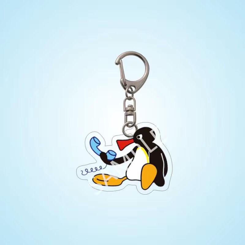 Rolig Pingvinfamilj Tecknad Akryl Nyckelring - Söt Väskberlock & Parprydnad