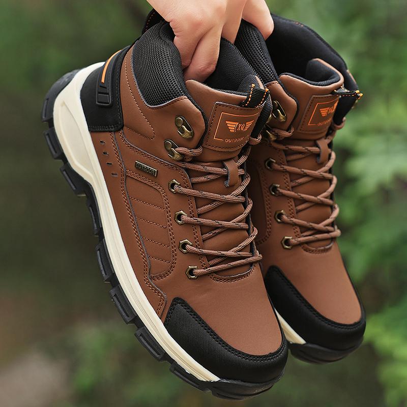 Outdoor High Top Men Hiking Shoes Anti-slip Trekking Climbing Shoes Winter Comfortable Walking Sneakers Waterproof Work Shoes