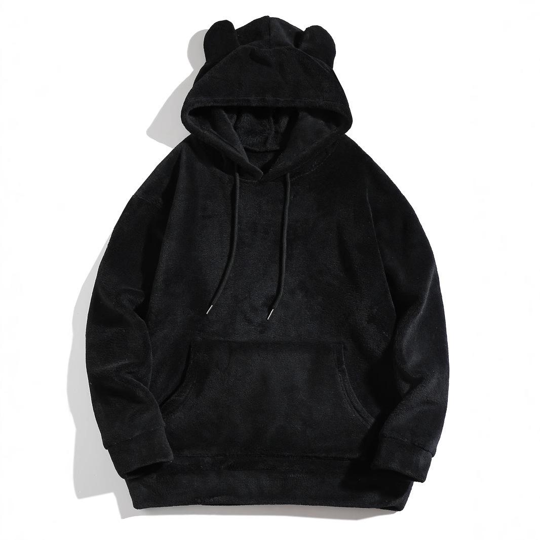 

Popular Unisex Plush Hoodie for Autumn/Winter – Casual Loose Fit for Home and Outdoor Large чорний