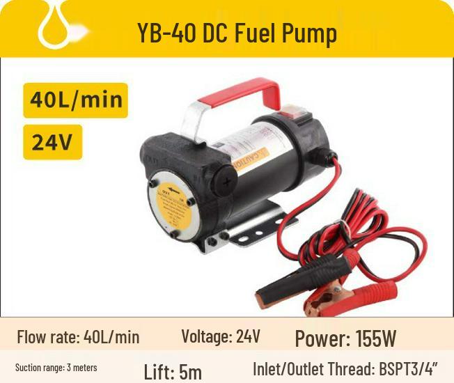 YB-40 DC Portable Oil Transfer Pump - 12V/24V Self-Priming Electric Diesel Extractor