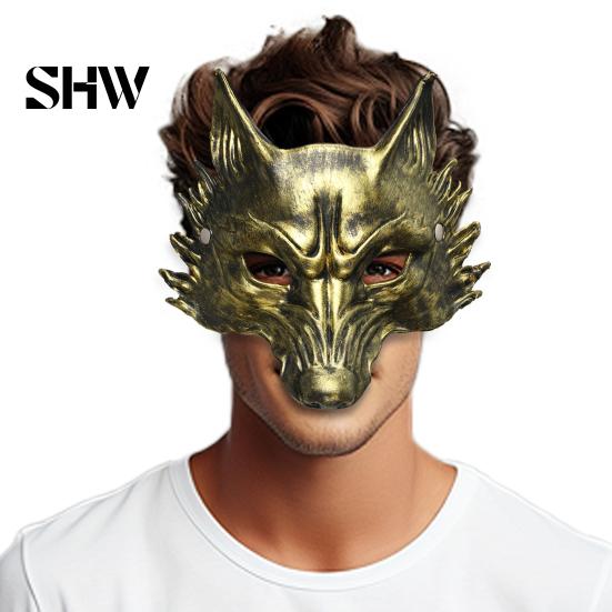 Langlebige leichte Karneval-Requisiten Schwarze Goldene Wolf Halloween-Maske, 3D PU-Schaum Mardi-Gras-Party Einzigartige Festival-Masken für Cosplay-Requisiten, Maskenball