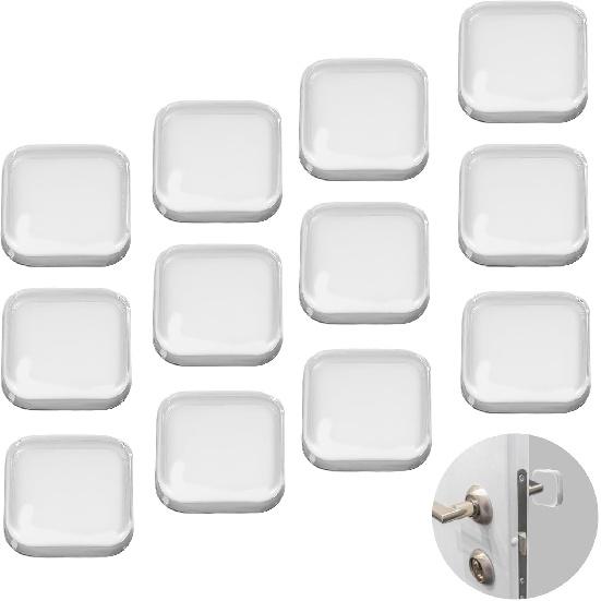 Door Stopper Wall Protector, 12 Pcs Transparent Door Knob Wall Protector Thicken Square Walls Shield Bumper Guard from Doors Knobs, Sturdy Self