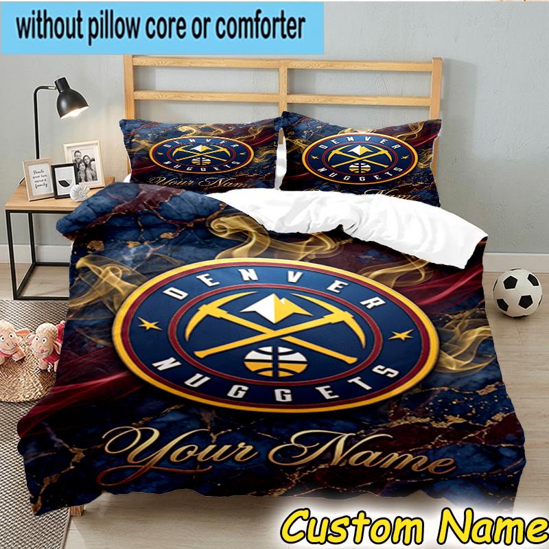 3pcs Custom Name Denver Basketball Team Bedding Set Includes 1 Duvet Cover & 2 Pillowcases for All Seasons Dormitory Home Decor Christmas gifts