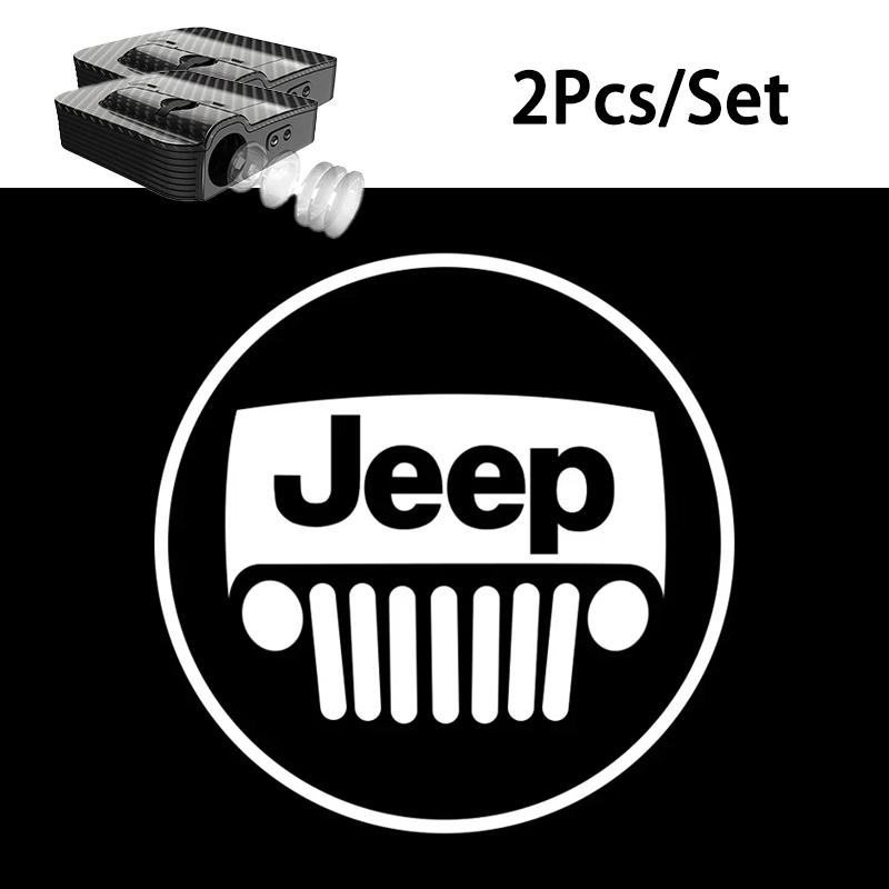 For Jeep 2Pcs JEEP HD Car Door Welcome Light Led Projector Lamp For Jeep Renegade Compass Grand Cherokee Wrangler Jk Gladiato
