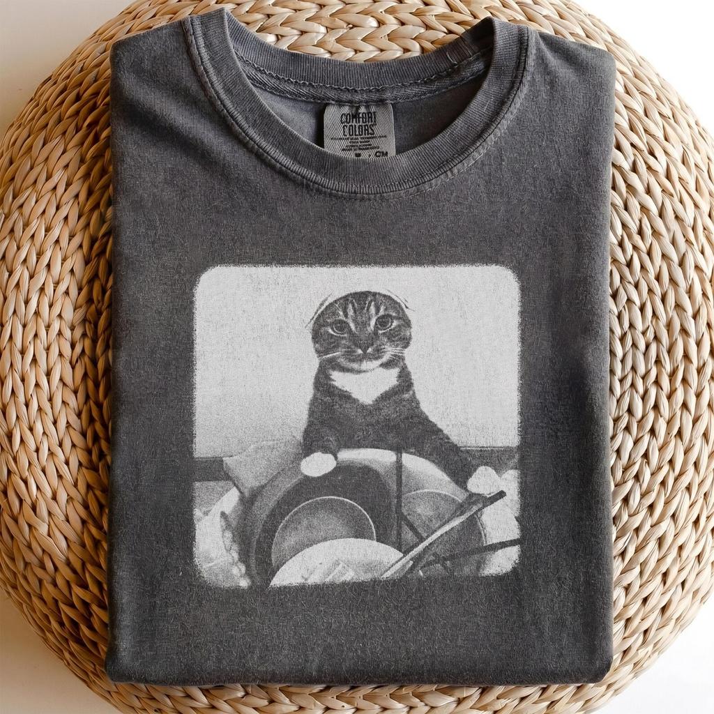 Comfort Colors Cat Lover Shirt and kids tshirt, Dirty Dishes Cat Mom Tee, Messy Kitchen Humor