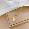Fashionable and Cute Micro-paved White Zircon Necklace, Classic Romantic Rose Light Luxury Stainless Steel Pendant