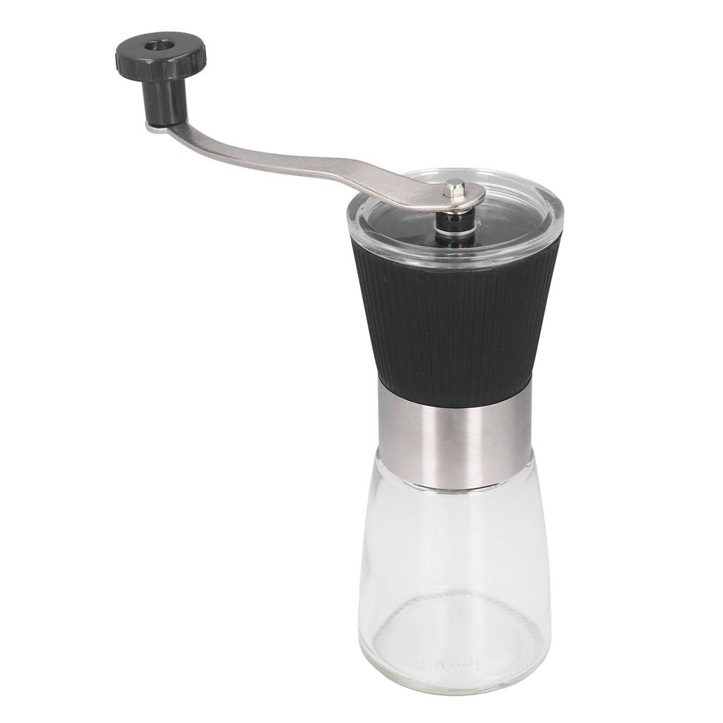 Manuelle Kaffeemühle Glas Edelstahl Multifunktional Gleichmäßiges Feines Mahlen Handkurbel Kaffee