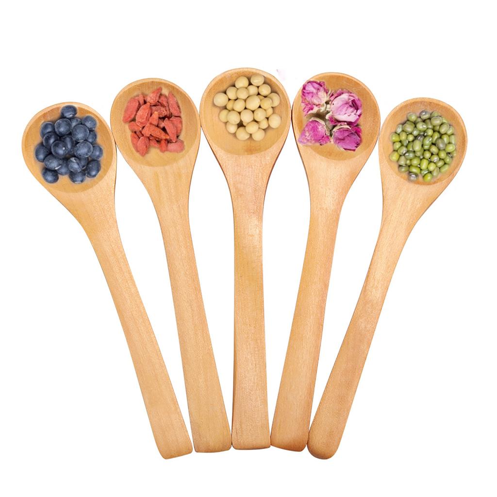 30pcs Mini Natural Wooden Children Spoon Kitchen Condiment Tool
