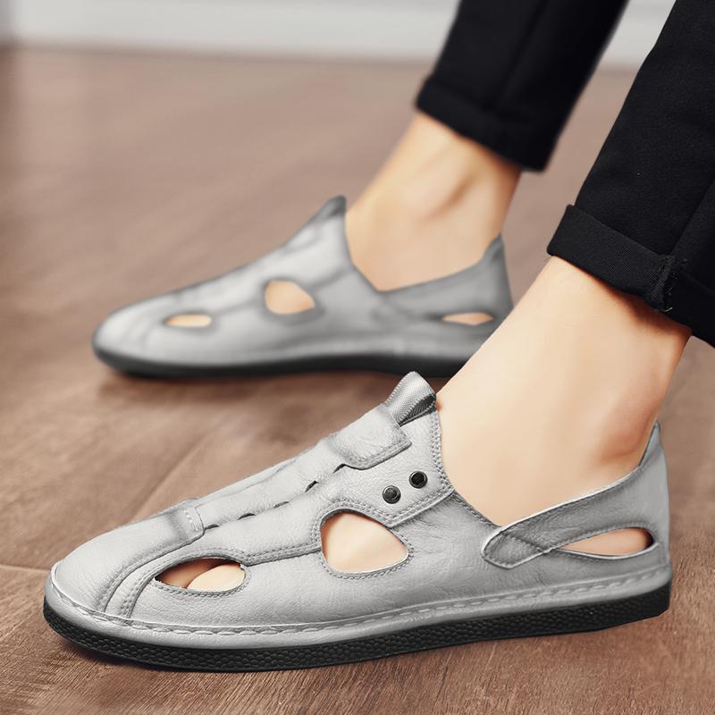 Модные мужские кожаные летние новые повседневные сверхлегкие сандалии на плоской подошве — фото 5