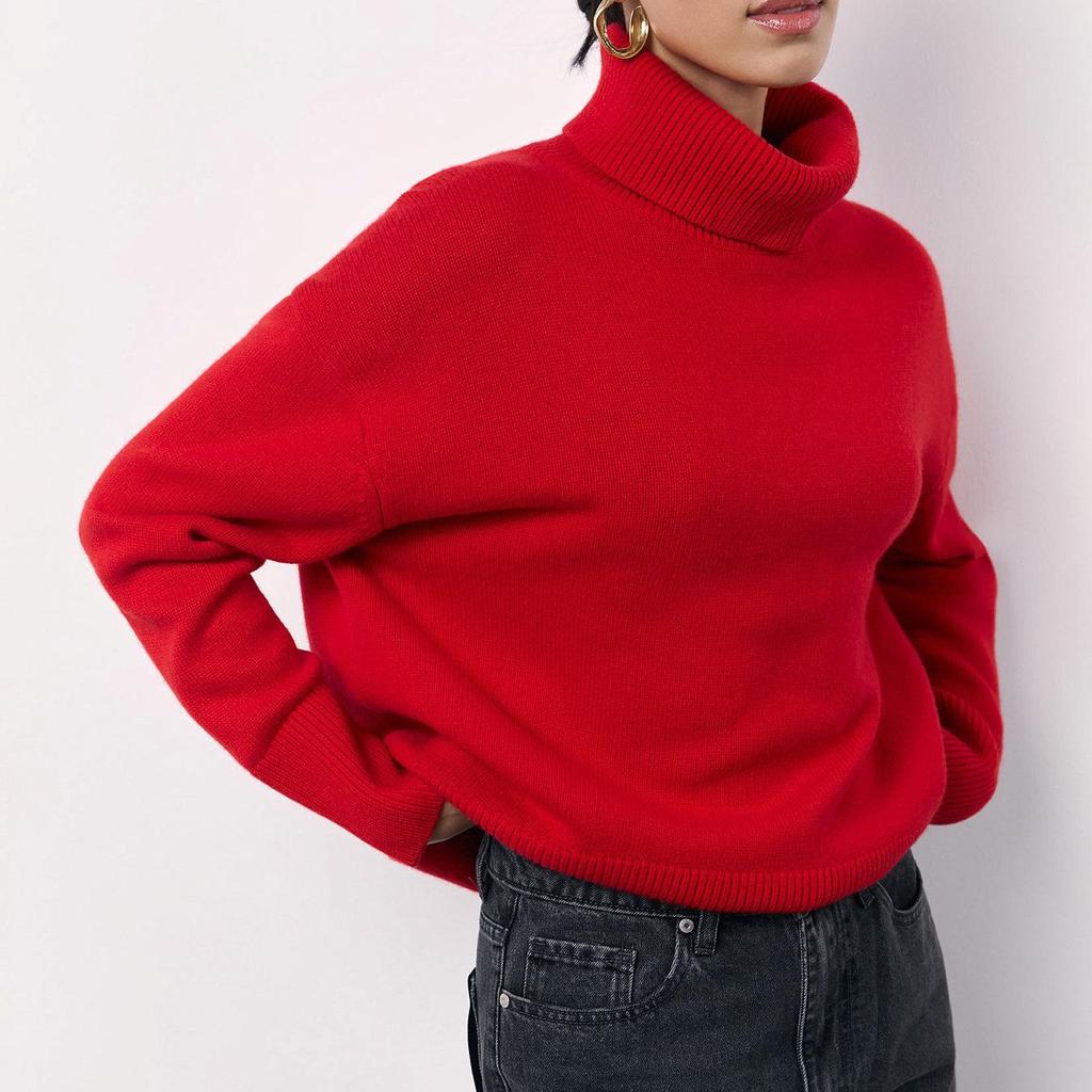 076 High Collar Autumn Winter Loose Knitwear Sweater - New Style for Europe, America, and Russia
