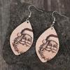 Retro Geometric Santa Claus Wooden Christmas Earrings