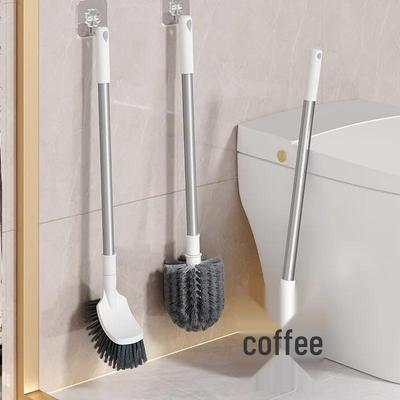 Wall-Mounted Toilet Brush with Long Handle - No Dead Corners, Punch-Free Design for Bathroom Cleaning