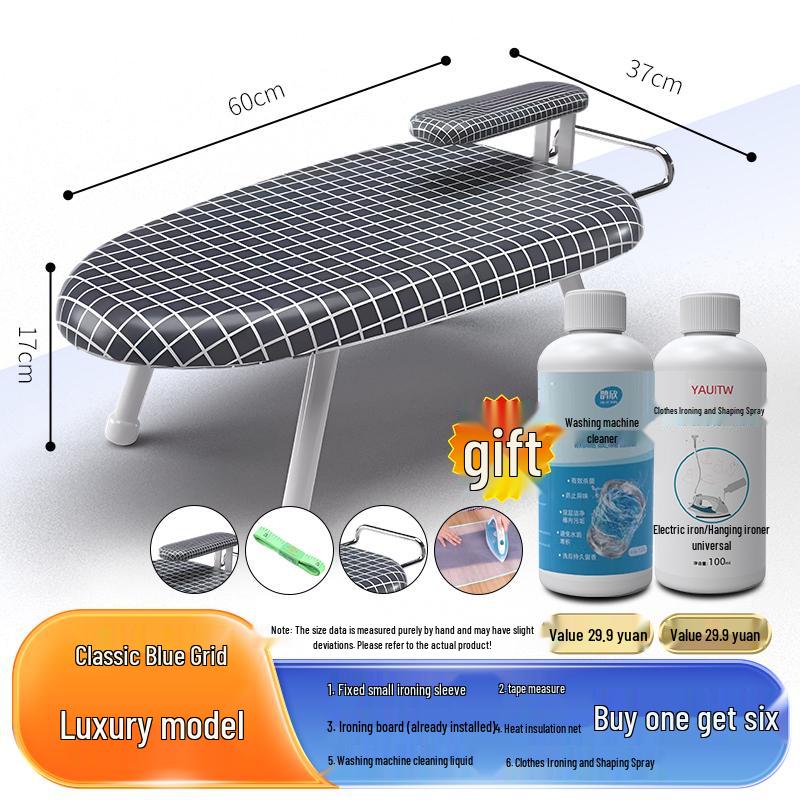 Folding Mini Ironing Board with Ironing Pad and Clothes Rack