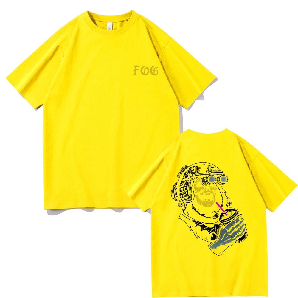 Forward Observations Group T-Shirt Gothic Skelett Grafikdruck T-Shirt Herrenmode Schwarze T-Shirts Männlich Vinatge Kurzarm