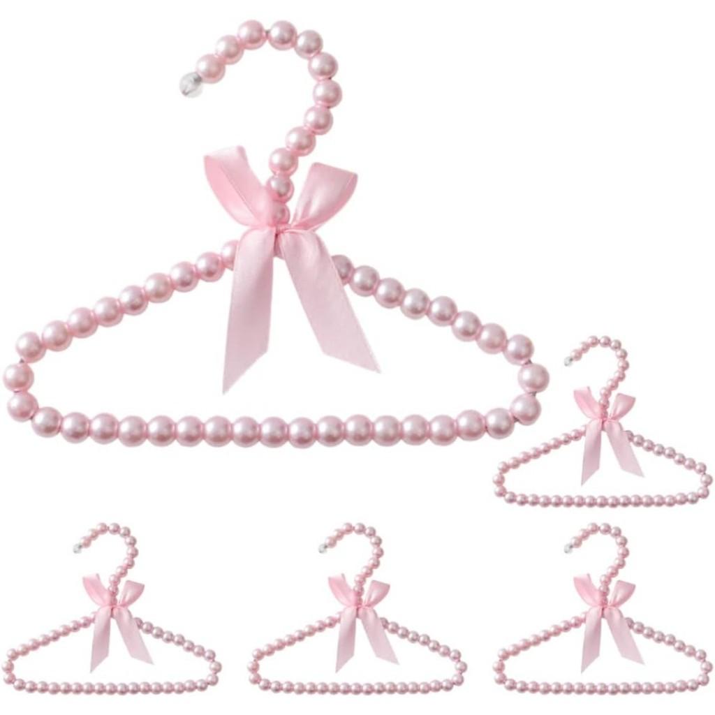 Anna Princess Dress Hangers Set With Pearl Accents For Childs Wardrobe Storage