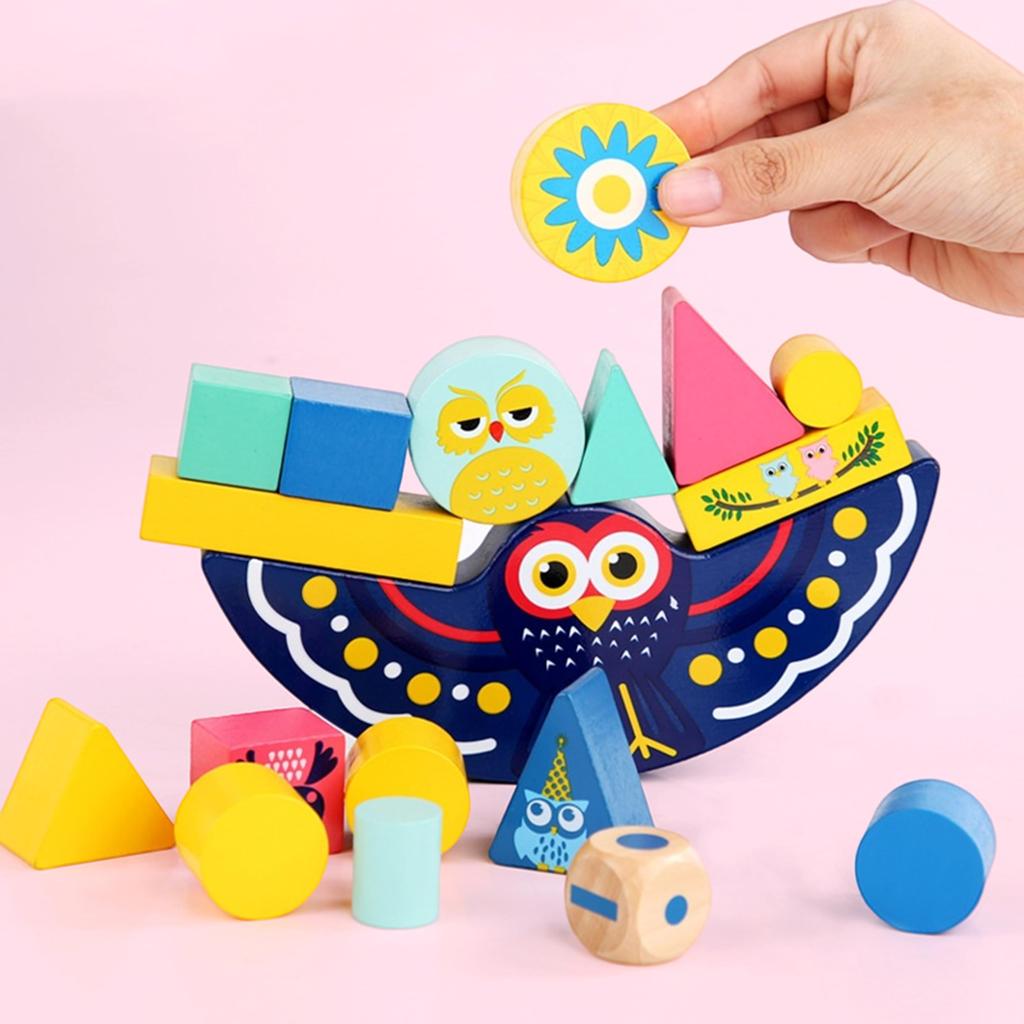 Shinse Wooden Building Blocks Balance Game, Montessori Educational Toy, Develops Concentration, Fine Motor Skills, Shape Recognition, and Creativity,