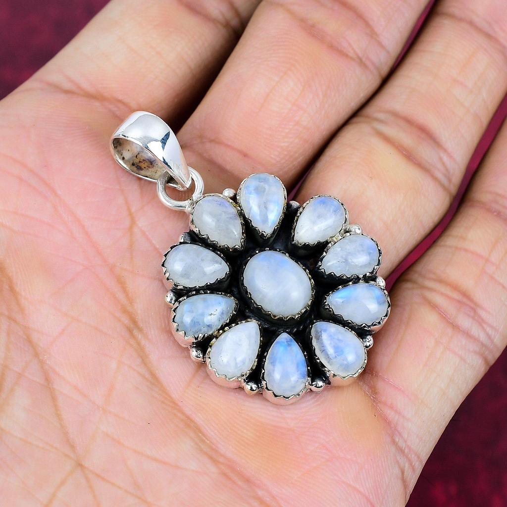 Rainbow Moonstone Pendant Gemstone Jewelry, 925 Solid Sterling Silver Pendant, Handmade Beautiful Jewelry Pendant