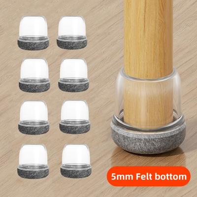 8pcs Silicon Chair Leg Protector Covers Thick Reduce Noice Furniture Floor Feet Cup Felt Bottom Non-Slip Chair Leg Caps Home