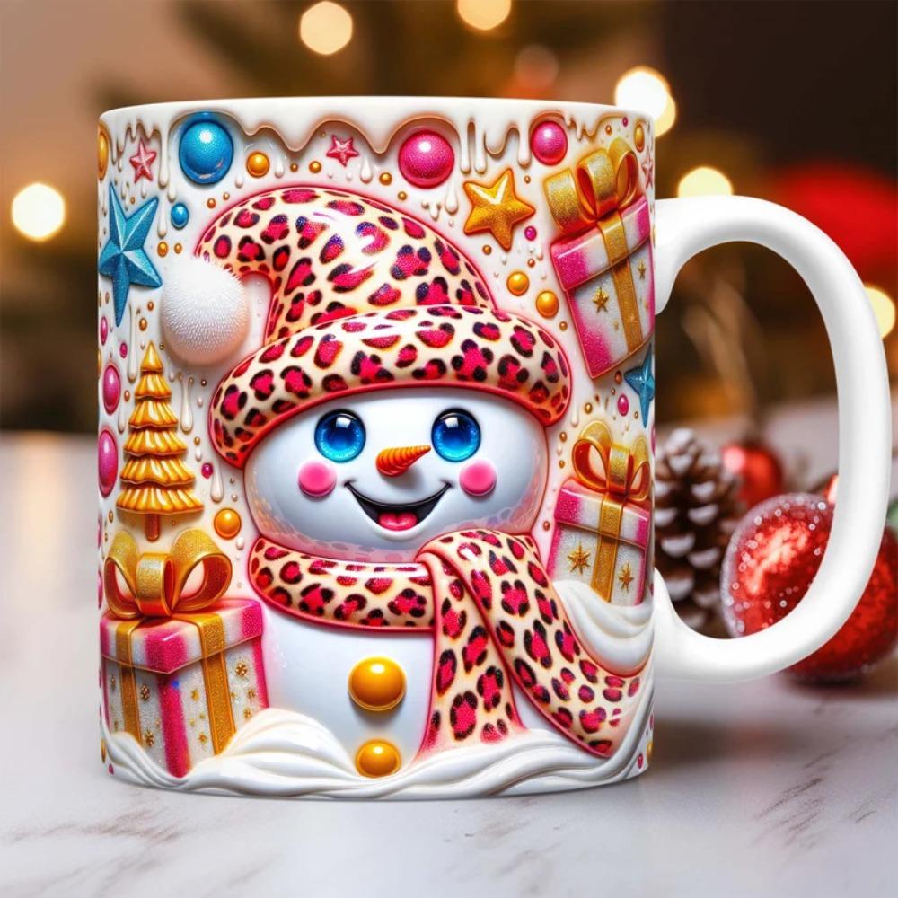 Tazza da caffè in ceramica tazza da tè pupazzo di neve cappello di Natale tazza