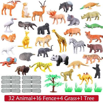Set de 53 Piezas de Mini Juguetes de Animales de la Jungla Animales Salvajes de Plástico Realistas Juguetes para Aprender Figura de Acción para Niños Regalos de Cumpleaños