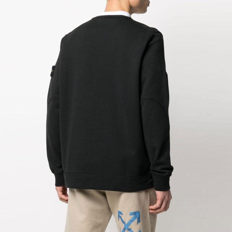STONE ISLAND Front Pocket Crewneck Sweatshirt Black Men Tops 741563451-V0029