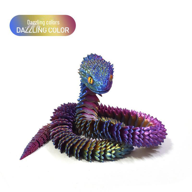 3D-gedrucktes bewegliches Viper-Schlangenspielzeug – handgefertigtes Desktop-Ornament-Kunsthandwerk