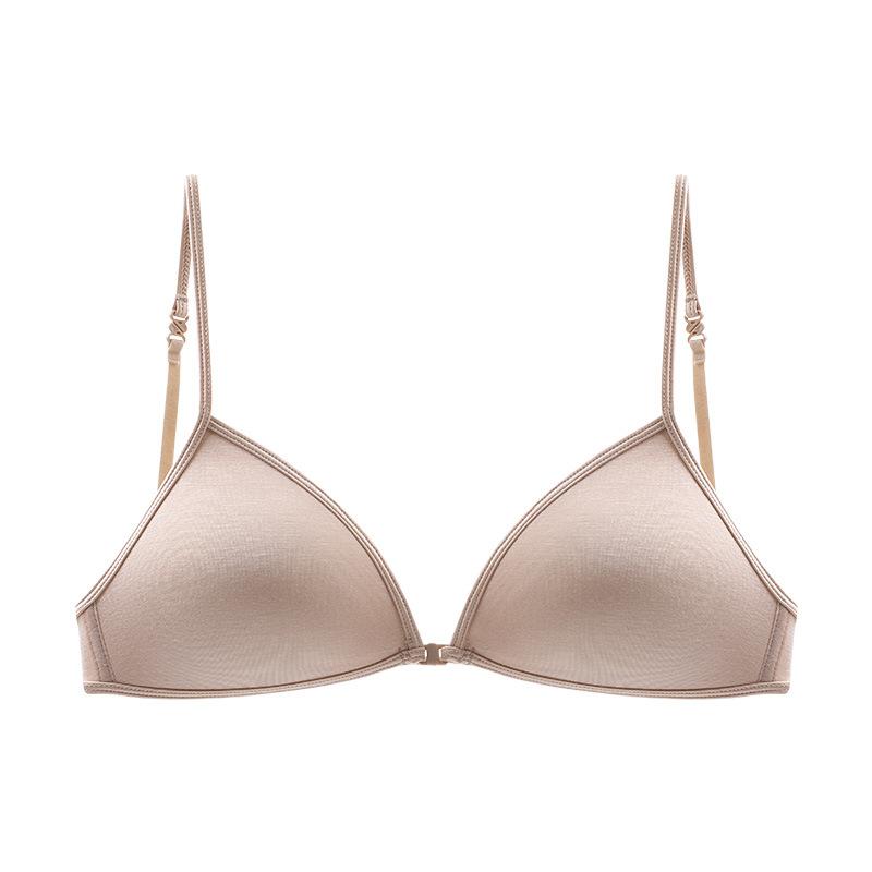 Triangle Cup Beautiful Back Small Chest Gathering Cotton French Sexy Thin Shoulder Strap Front Buckle Seamless Comfortable Bra Cover