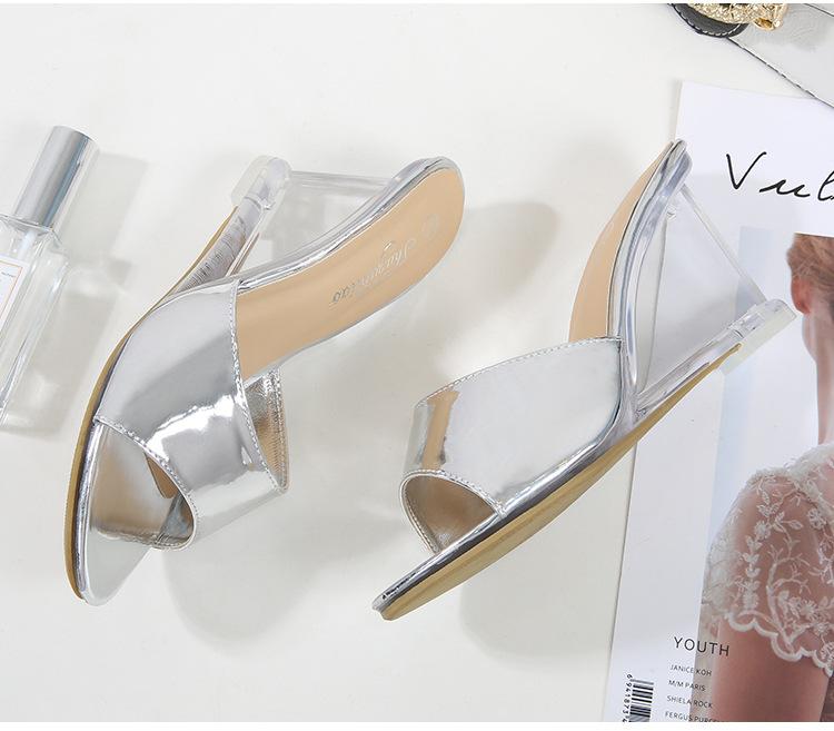 Dames Zomer Nieuwe Sexy Kristal Transparante Hoge Hakken Glas Strass Helling Hak Lakleer Slippers 1098 Serie 6cm LFD