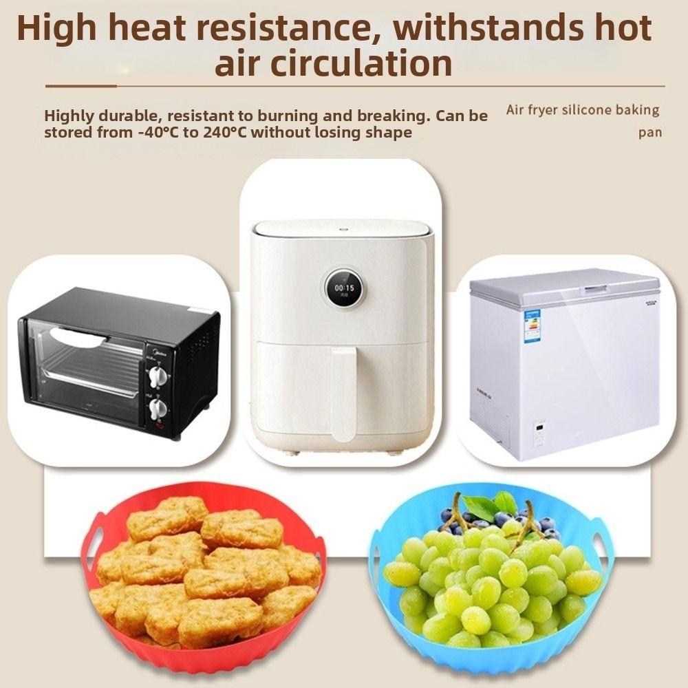 Reusable Air Fryer Baking Pan Foldable Round Baking Tray New Silicone Cooking Tray  Oven Use