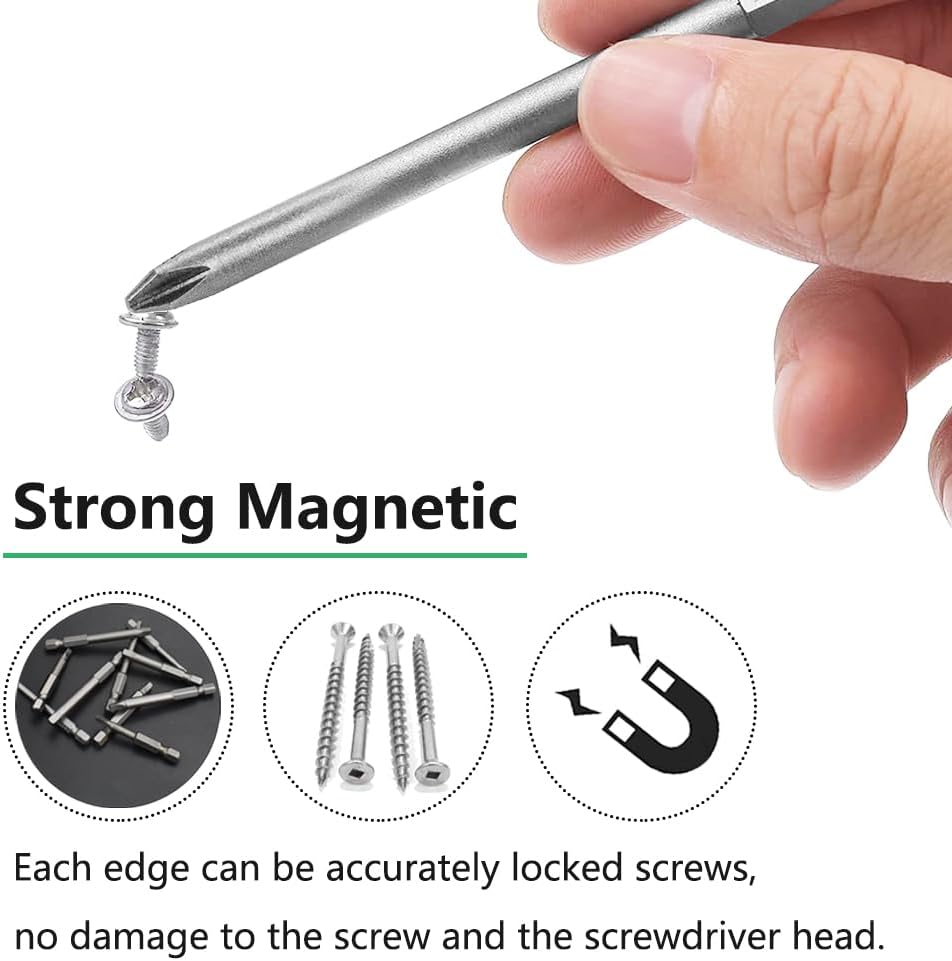 10Pcs 1/4" Hex Shank Screwdriver Bit Set Flat Slotted Cross Head Drive Bits S2 Steel Magnetic Screwdriver Bit for Power Screwdri