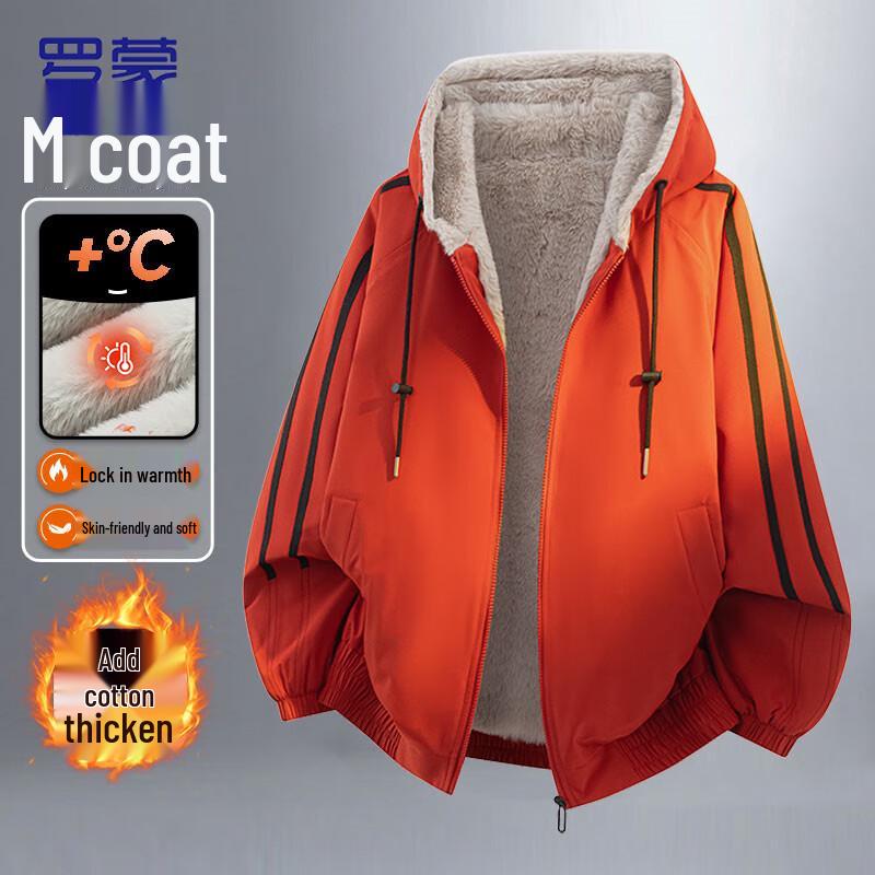 

Romon Men s Hooded Fleece-Lined Winter Jacket M