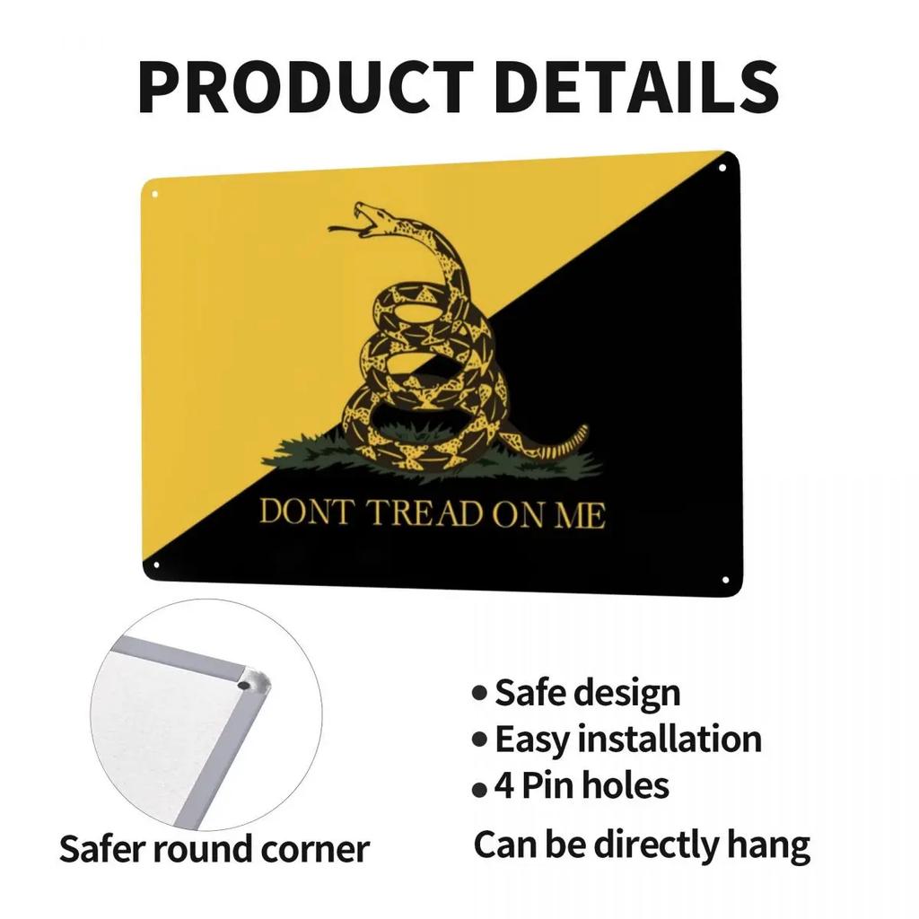 Vintage Libertarian Gadsdens Flag Ancap Flag Metal Sign Custom Tin Plaques Pub Cafe Yard Wall Art Decor 30x20cm