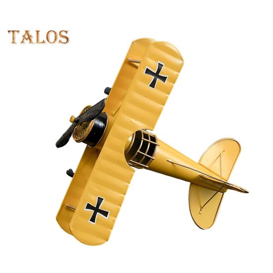 

Модель железного самолета, винтажный биплан, настольное украшение, коллекционная мини-модель биплана для любителей самолетов, детский рождественский подарок жёлтый